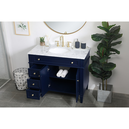 Elegant Decor 40 Inch Single Bathroom Vanity In Blue VF12540BL
